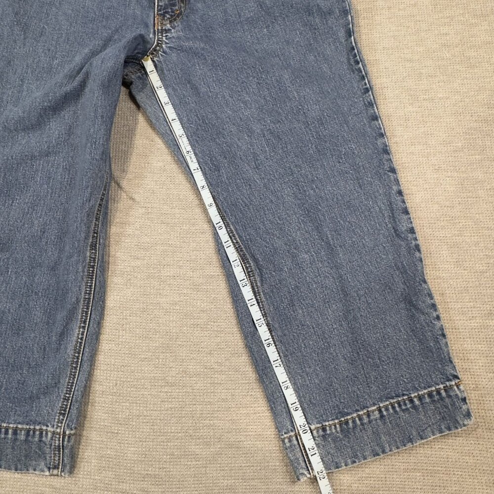 Eddie Bauer Cropped Jeans Womens Petite 12 Relaxed Fit Blue Denim 100% Cotton - Picture 11 of 14